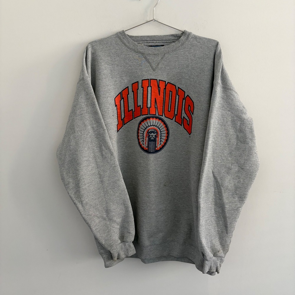 Vintage Soffe Illinois Fighting Illini Sweatshirt Gray XL Made in USA